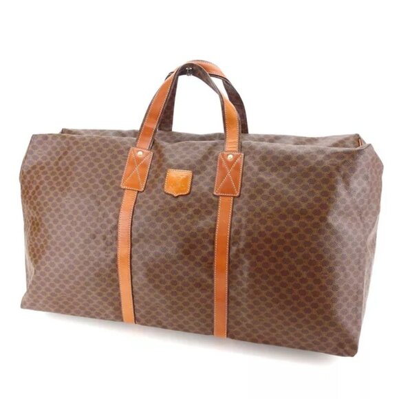Celine Boston bag Macadam Brown Gold Woman Authentic Used